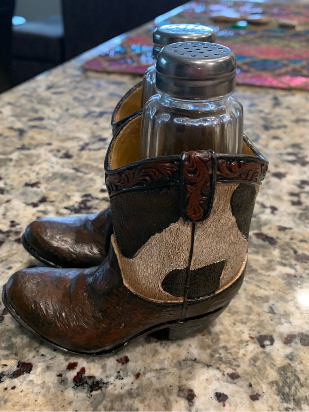 Cowboy salt and pepper holder or tea bag holder